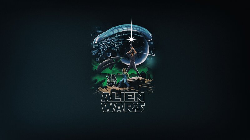 Alien Creature and Humans — Black