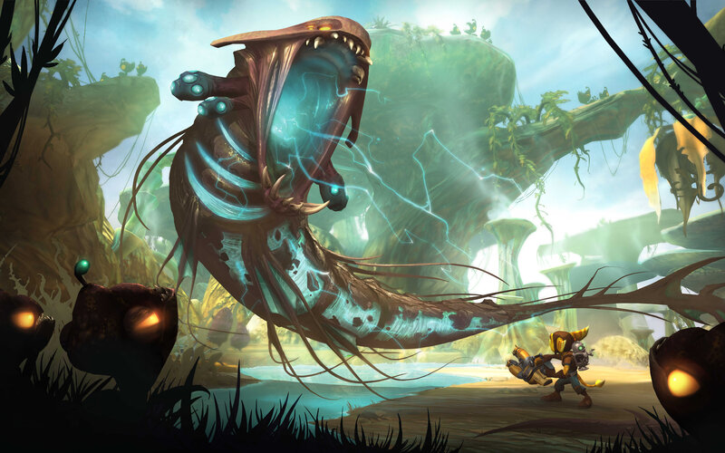 Alien creature attacks in jungle