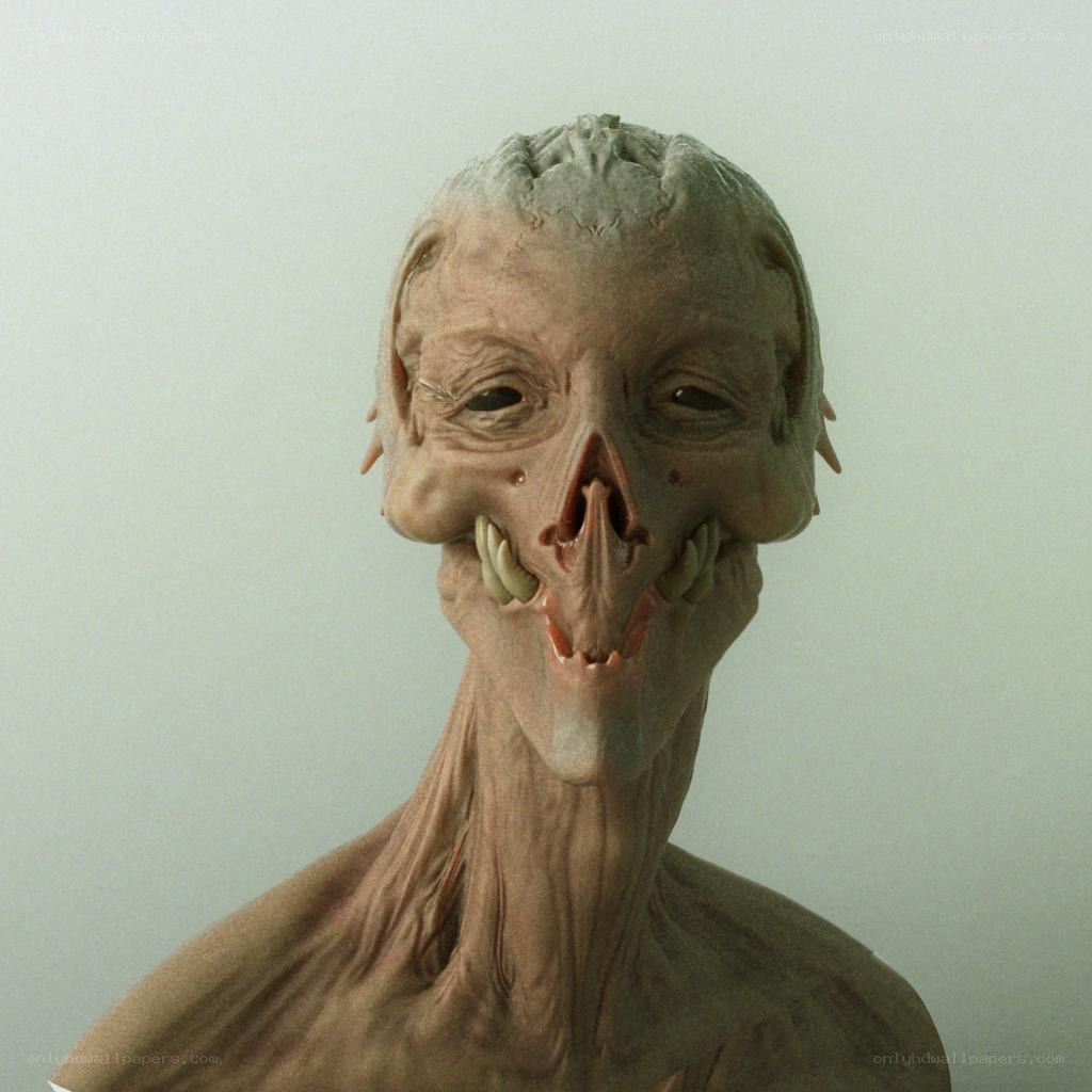 alien creature bust sculpture