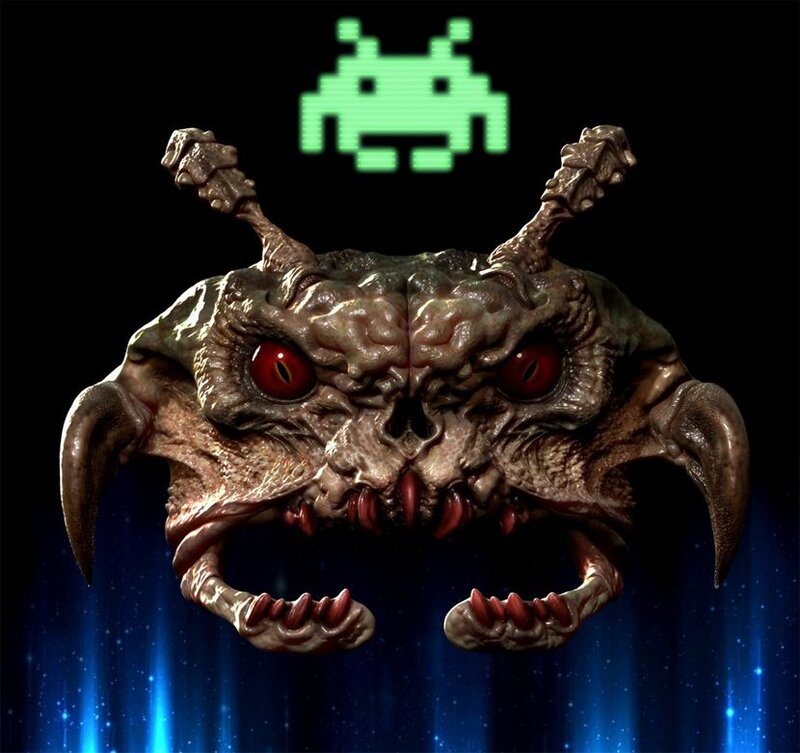 Alien Creature Head — Black, Dark, Menacing, Night