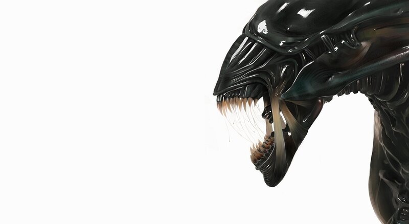 Alien Creature Head — Black, Menacing