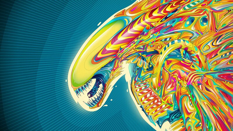 Alien Creature Head — Blue, Dramatic, Digital Art, Mouth