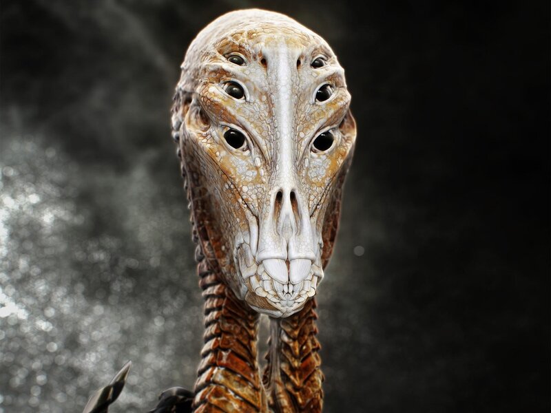 Alien Creature Head — Brown, Dark, 3d Render