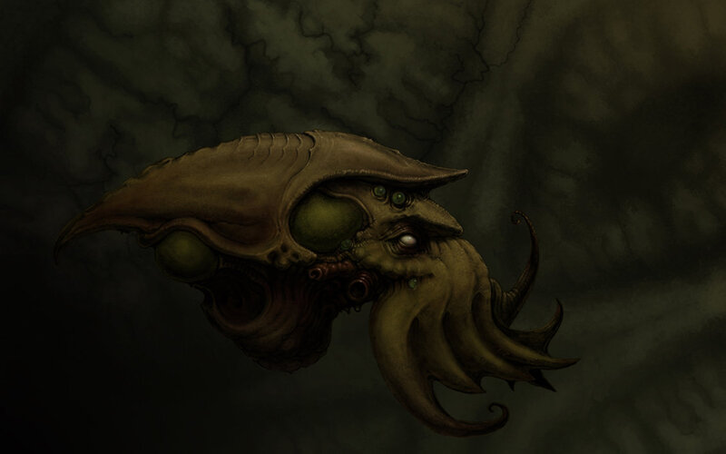 Alien Creature Head — Brown, Dark