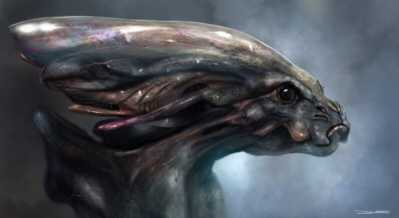 Alien Creature Head — Gray, Dramatic
