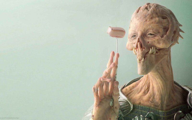 Alien Creature Holding Food