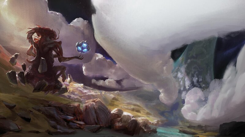 Alien Creature Holding Orb — Gray