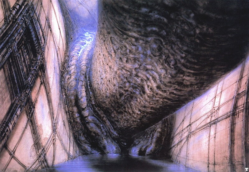 Alien creature in a corridor