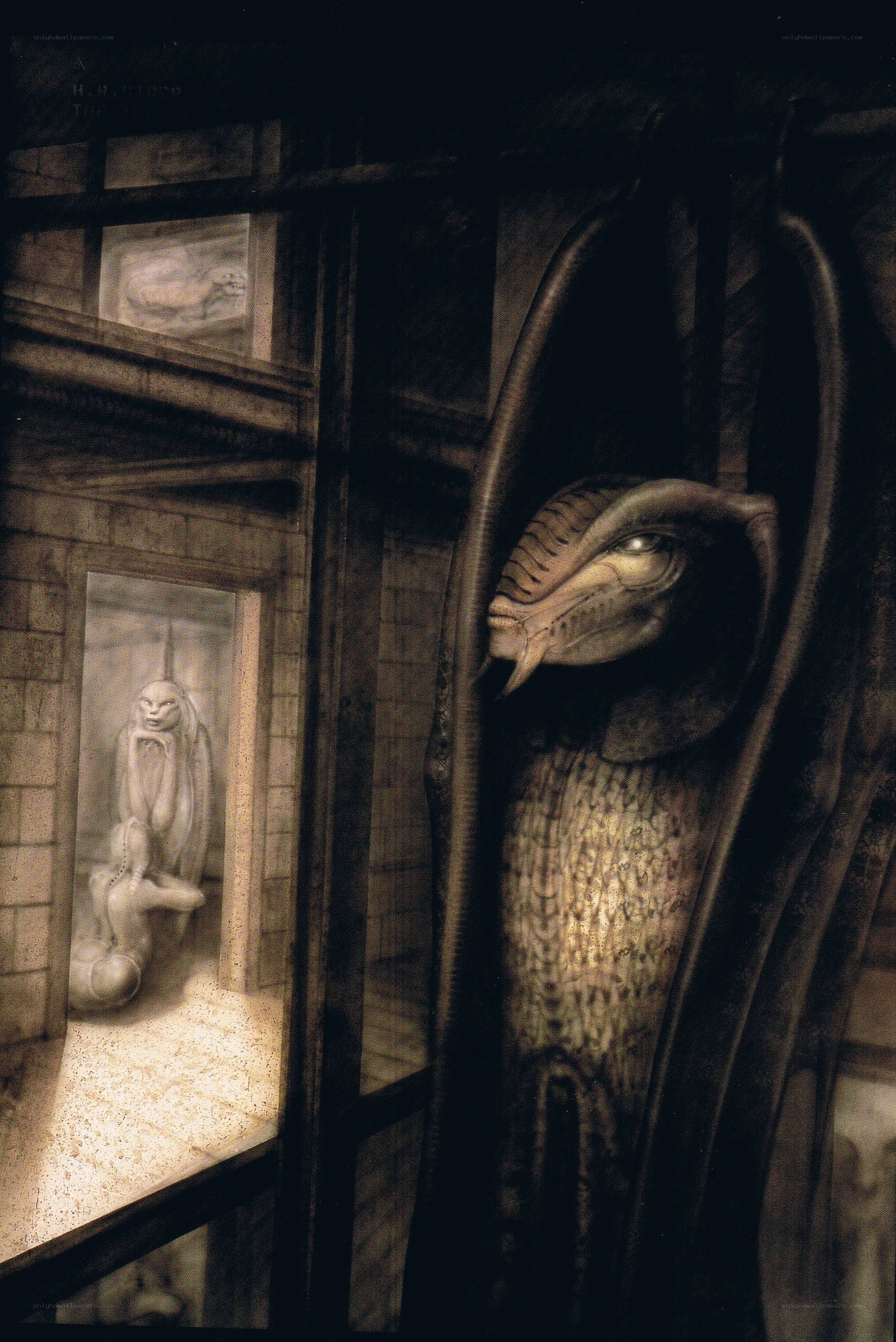 alien creature in a dark corridor