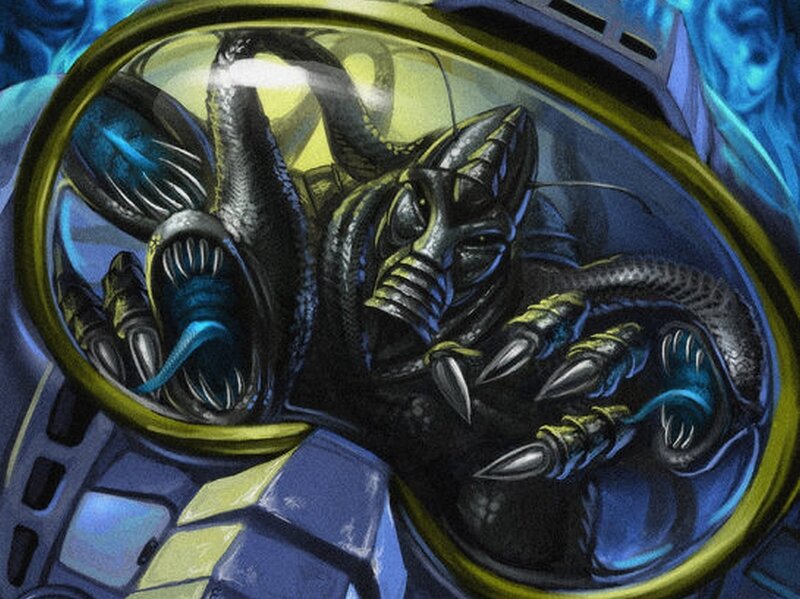 alien creature in a helmet