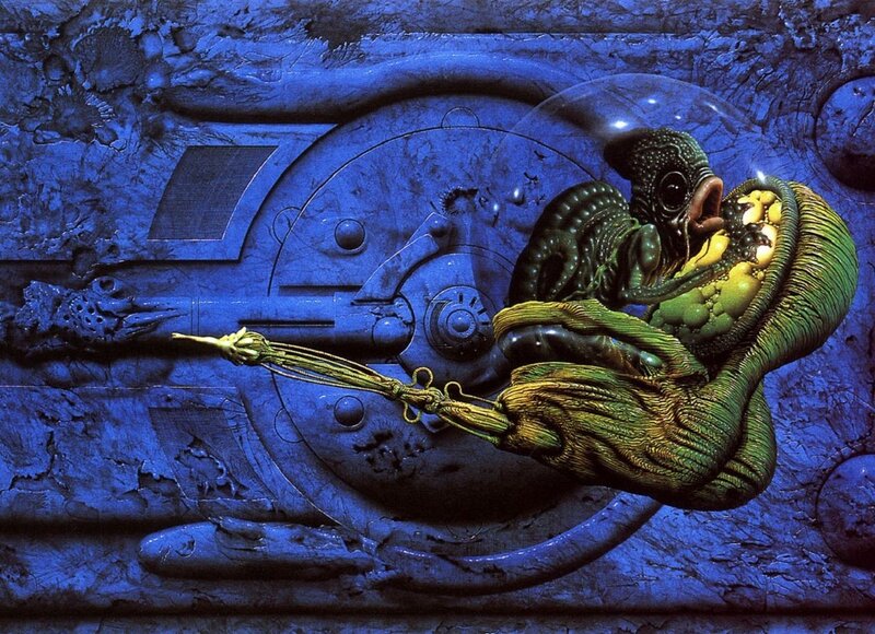 alien creature in a mechanical environment