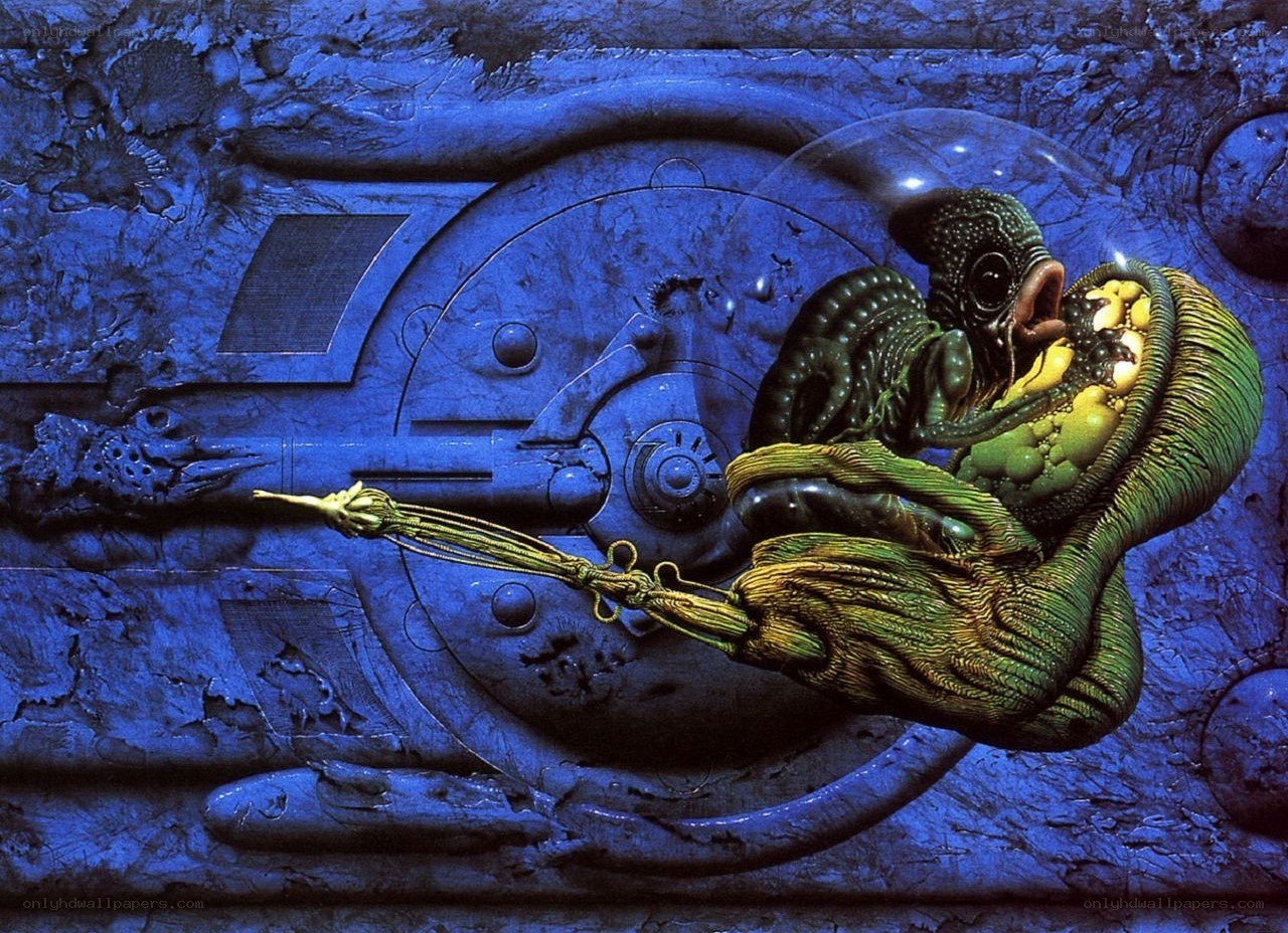 alien creature in a mechanical environment
