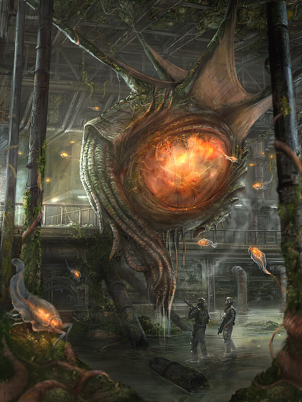 Alien creature in abandoned facility