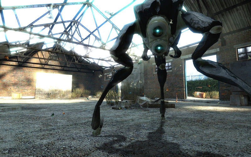 Alien creature in abandoned warehouse