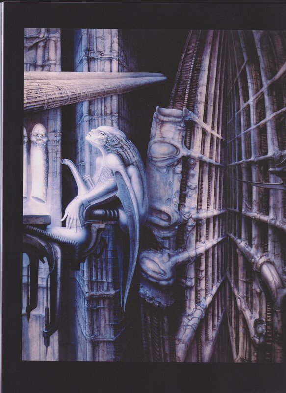 alien creature in biomechanical structure
