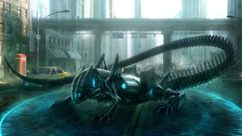 Alien Creature in City — Blue