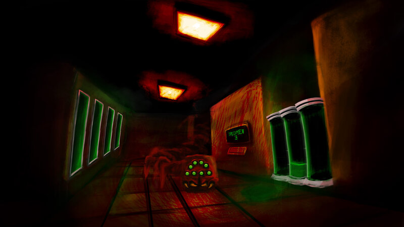 Alien Creature in Corridor — Green
