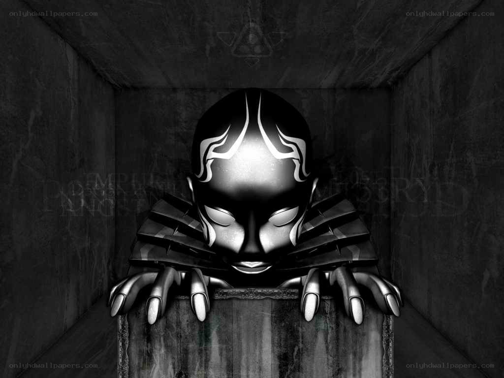 alien creature in dark chamber