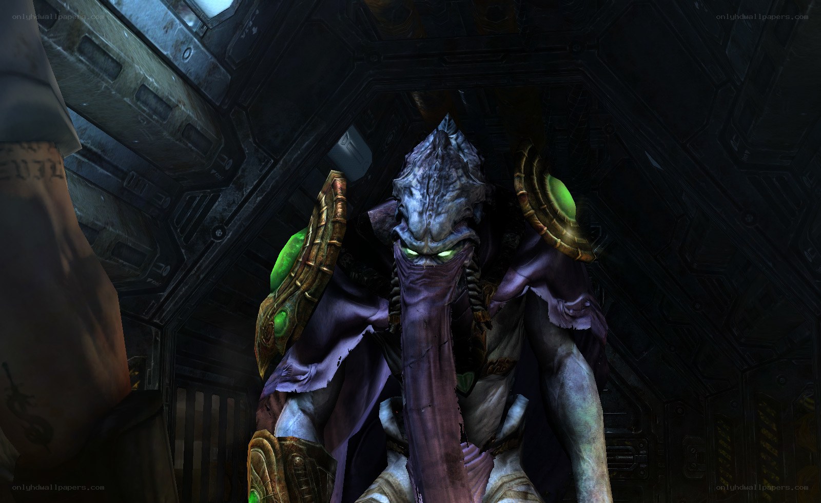 alien creature in dark corridor
