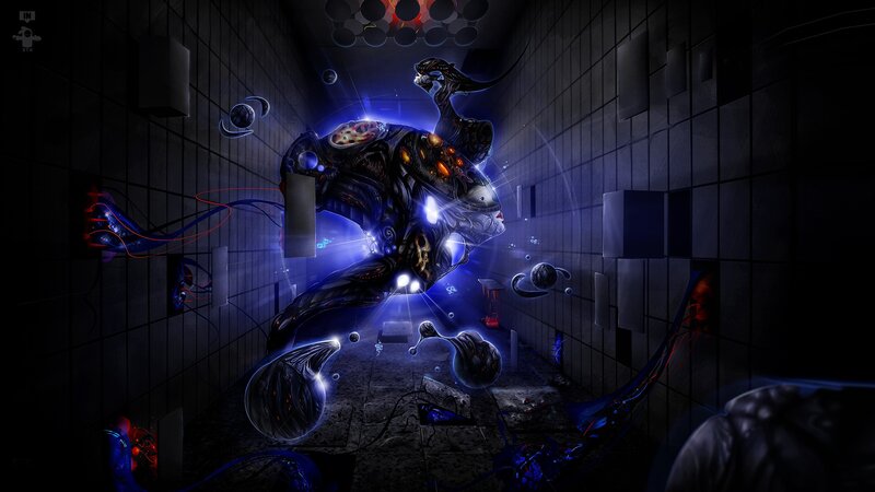 alien creature in dark corridor