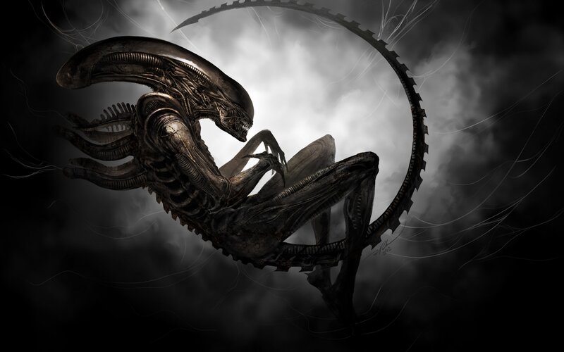 Alien Creature in Dark Fog