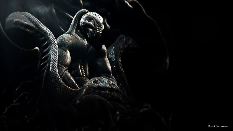 alien creature in dark setting