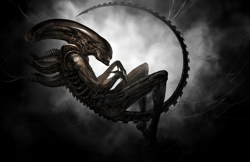 Alien Creature in Dark Setting — Black