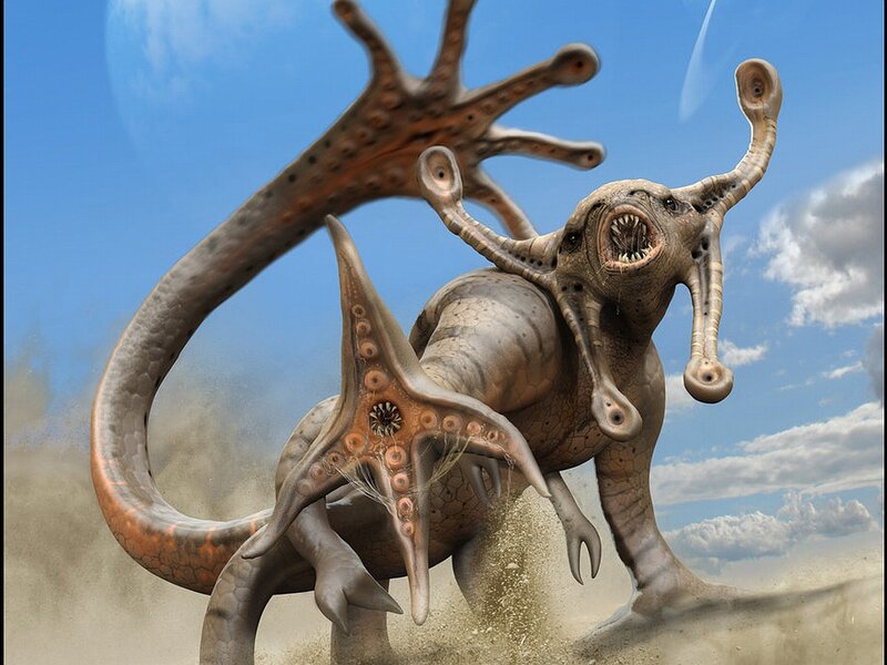 Alien creature in desert battle