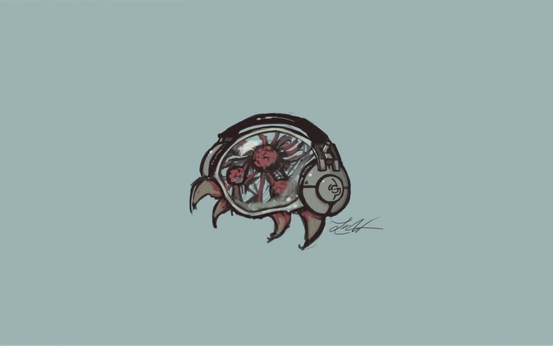 Alien Creature in Helmet — Gray