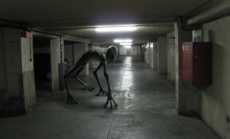 Alien creature in parking garage