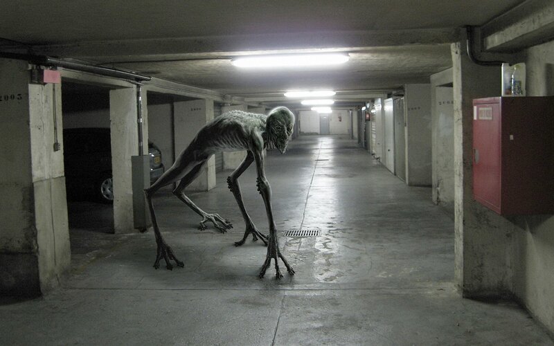 Alien creature in parking garage