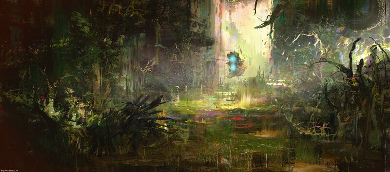 Alien Creature in Swamp — Green