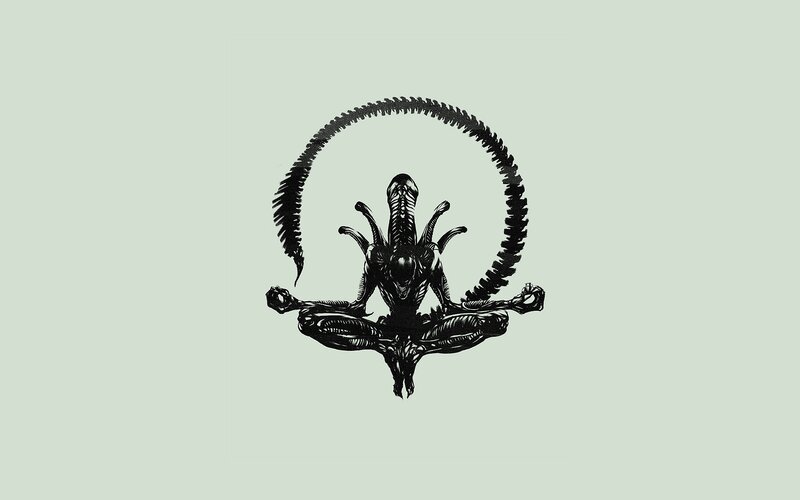 Alien Creature Meditating — Black