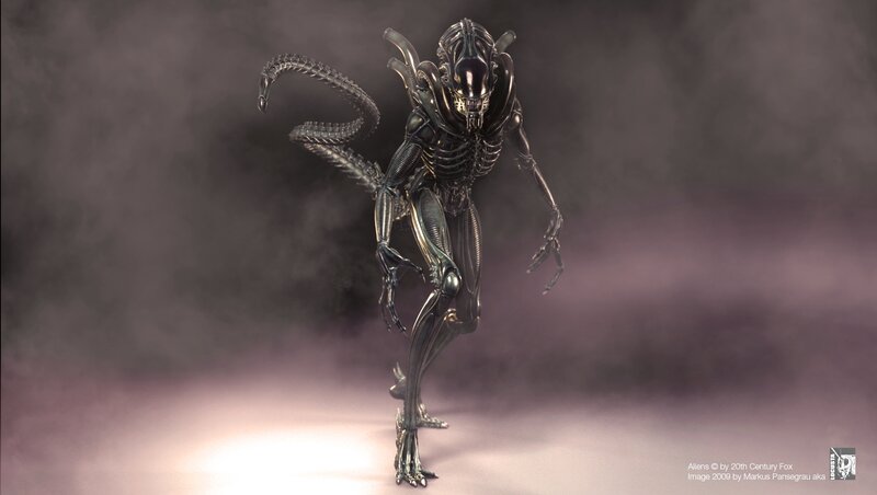 Alien Creature Model — Black, Dark, Dramatic