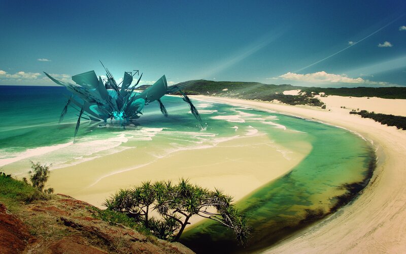 Alien Creature on Beach — Blue
