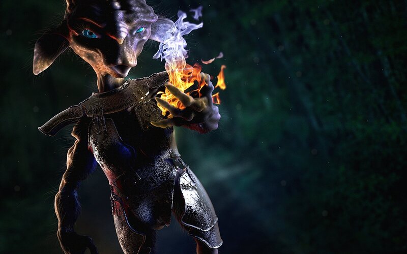 Alien Creature with Fire