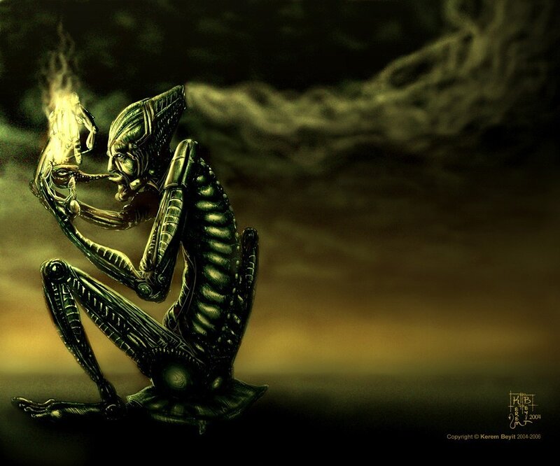 alien creature with flame