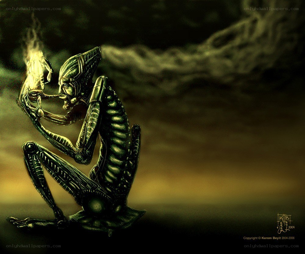 alien creature with flame