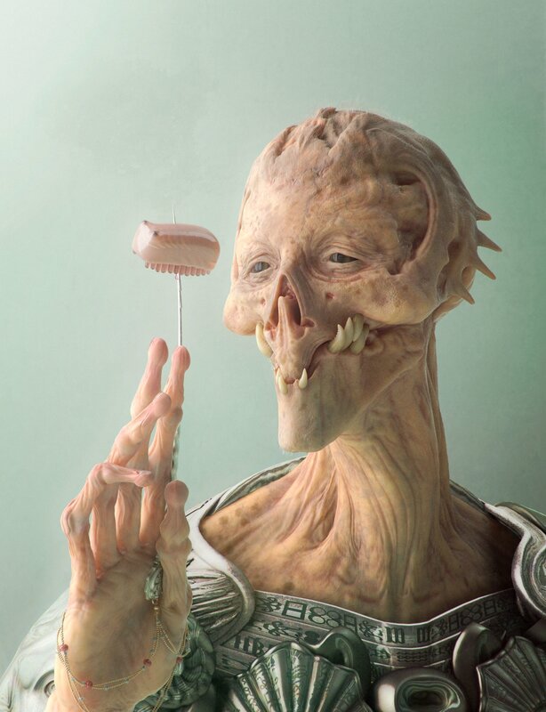 alien creature with food