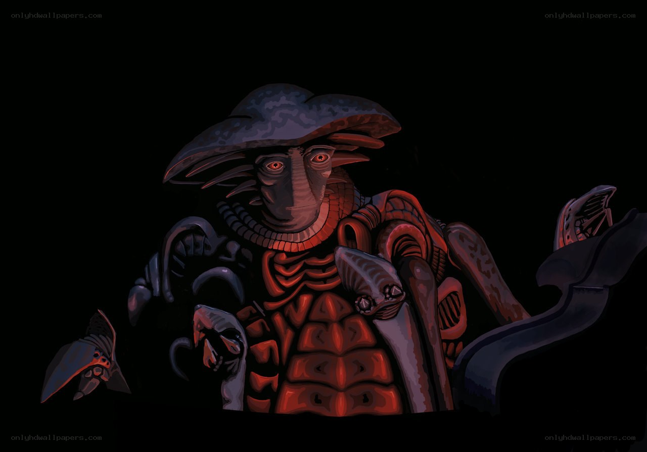 alien creature with glowing eyes