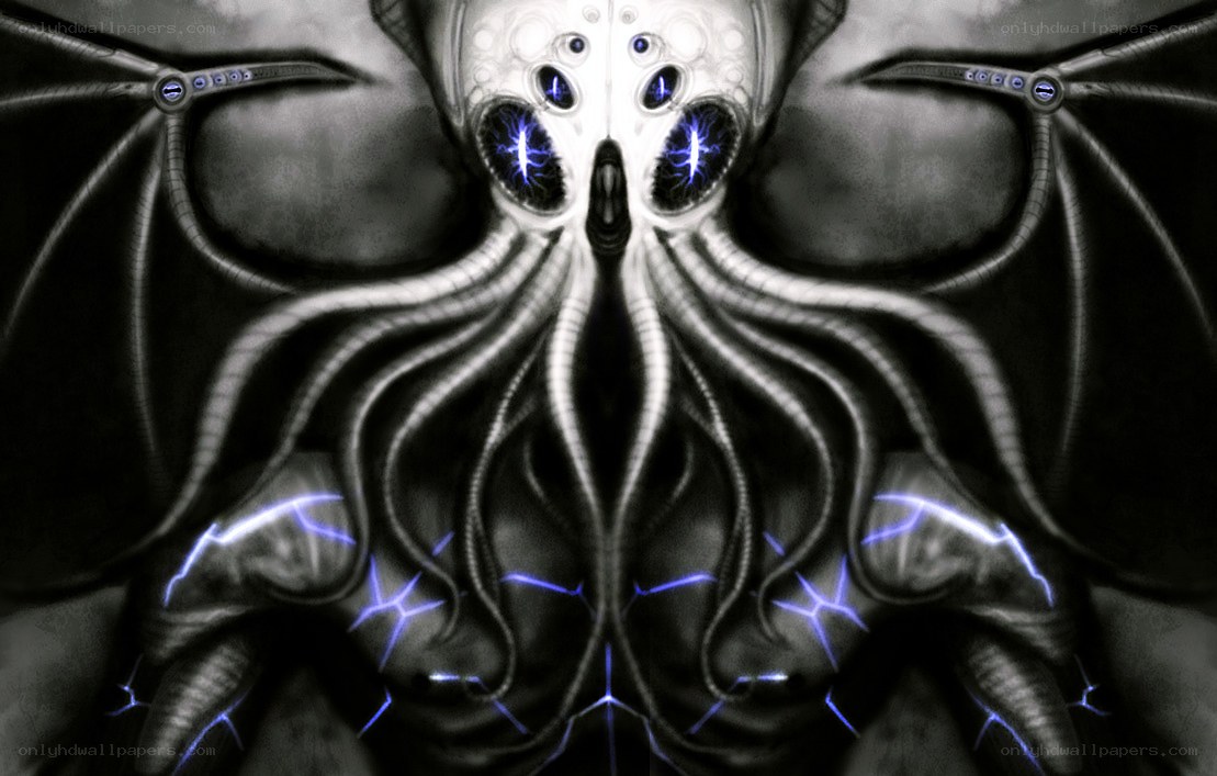 alien creature with glowing eyes