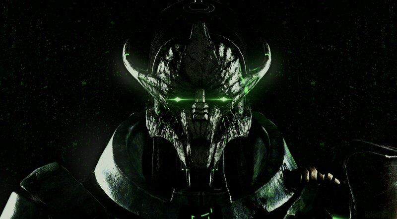 Alien Creature with Glowing Eyes — Black, Dramatic, Night
