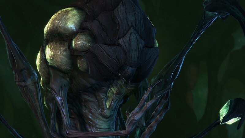Alien Creature with Glowing Eyes — Green, Dark, Ominous