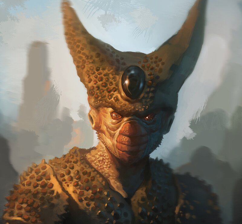 Alien Creature with Horns — Brown