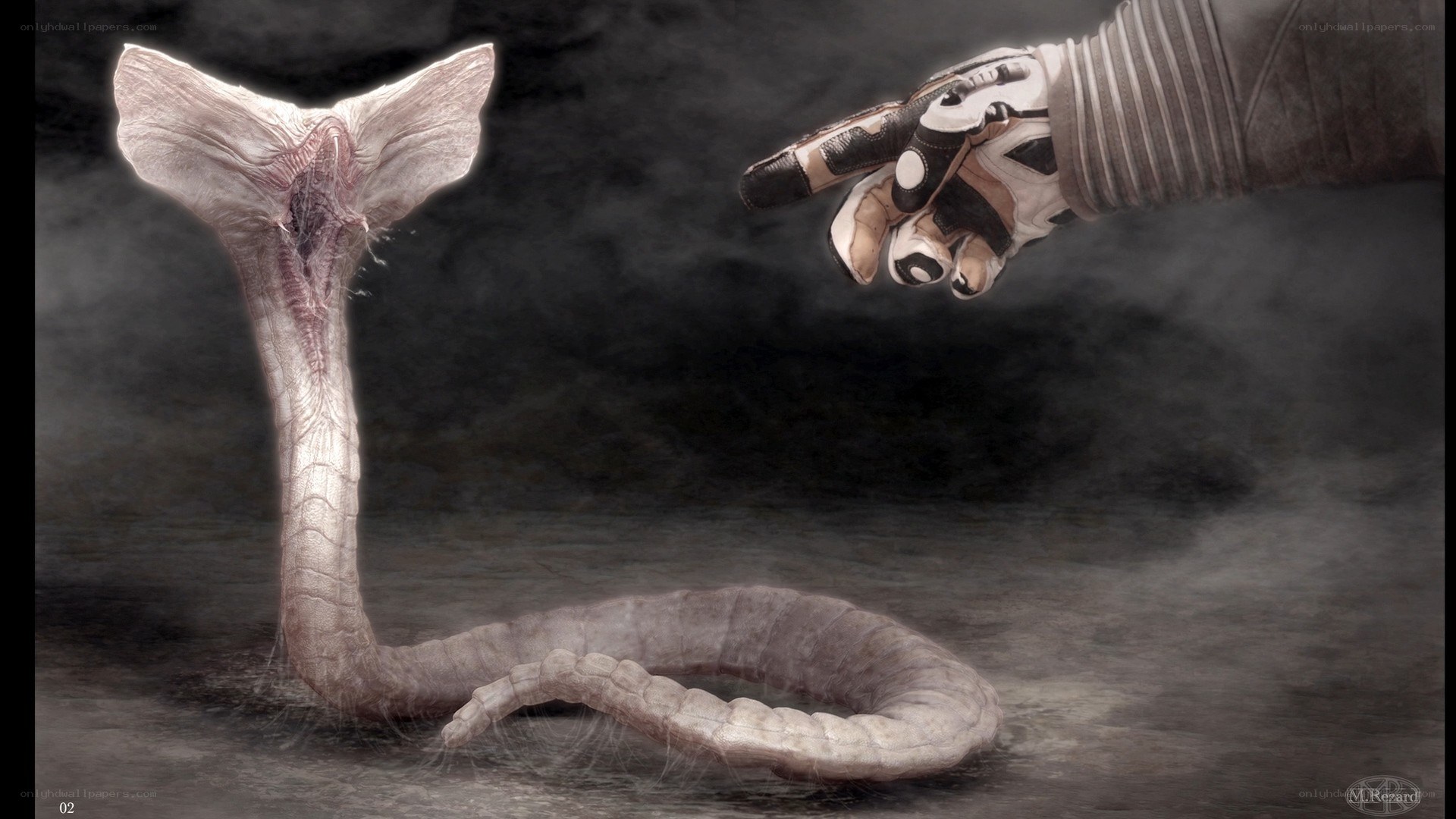 alien creature with human hand