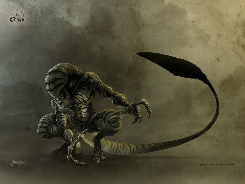 Alien Creature with Long Tail — Brown, Dramatic