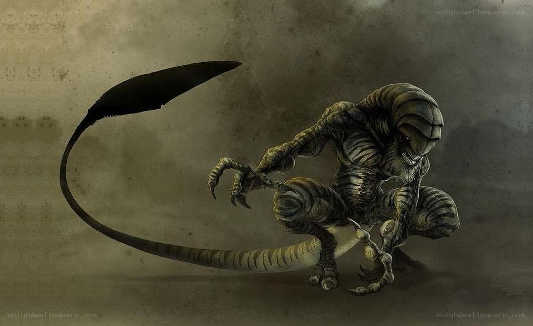 alien creature with long tail