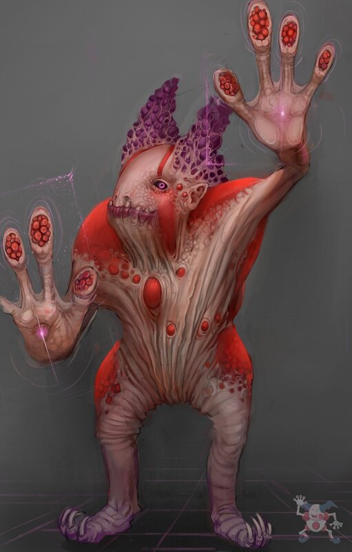 Alien Creature with Red Nodules — Dramatic