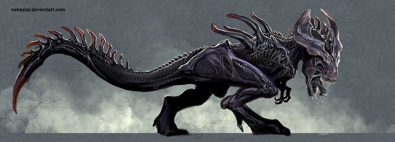 Alien Creature with Spines — Black