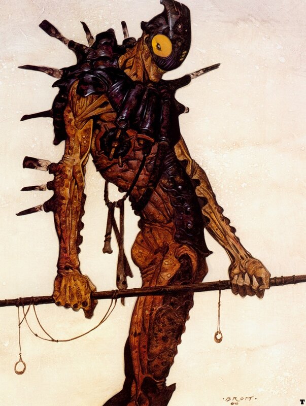 alien creature with staff